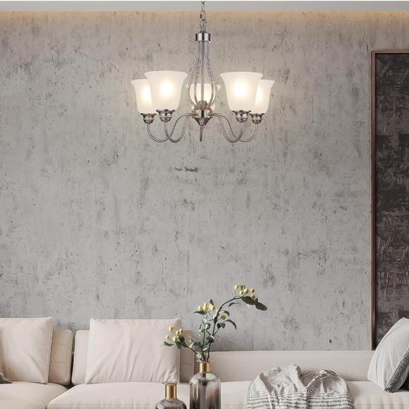 Doraimi 5 Light Chandelier with Brushed Nickel Finish - Picture 4 of 7